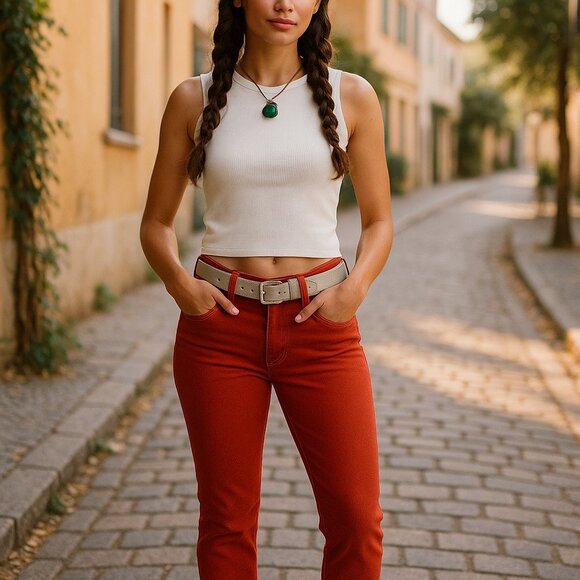 True Religion Denim - VINTAGE Y2K TRUE RELIGION Halle Phantom Red Skinny Jeans 28 Stretch Made in USA
